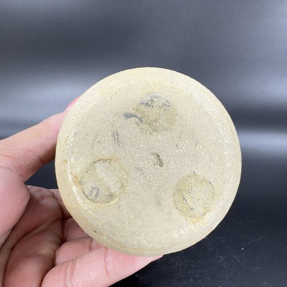 Studio Art Pottery Vase Bottle Shaped Vessel Hand Made Yellow Glazed Carved VTG - Picture 7 of 13